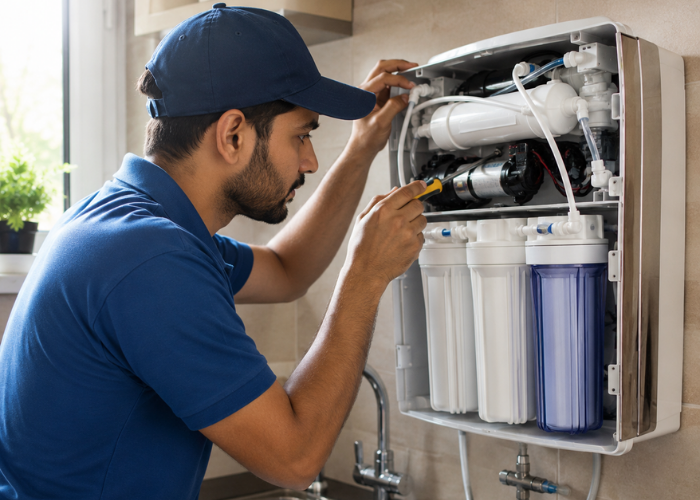 Professional technician providing appliance service
